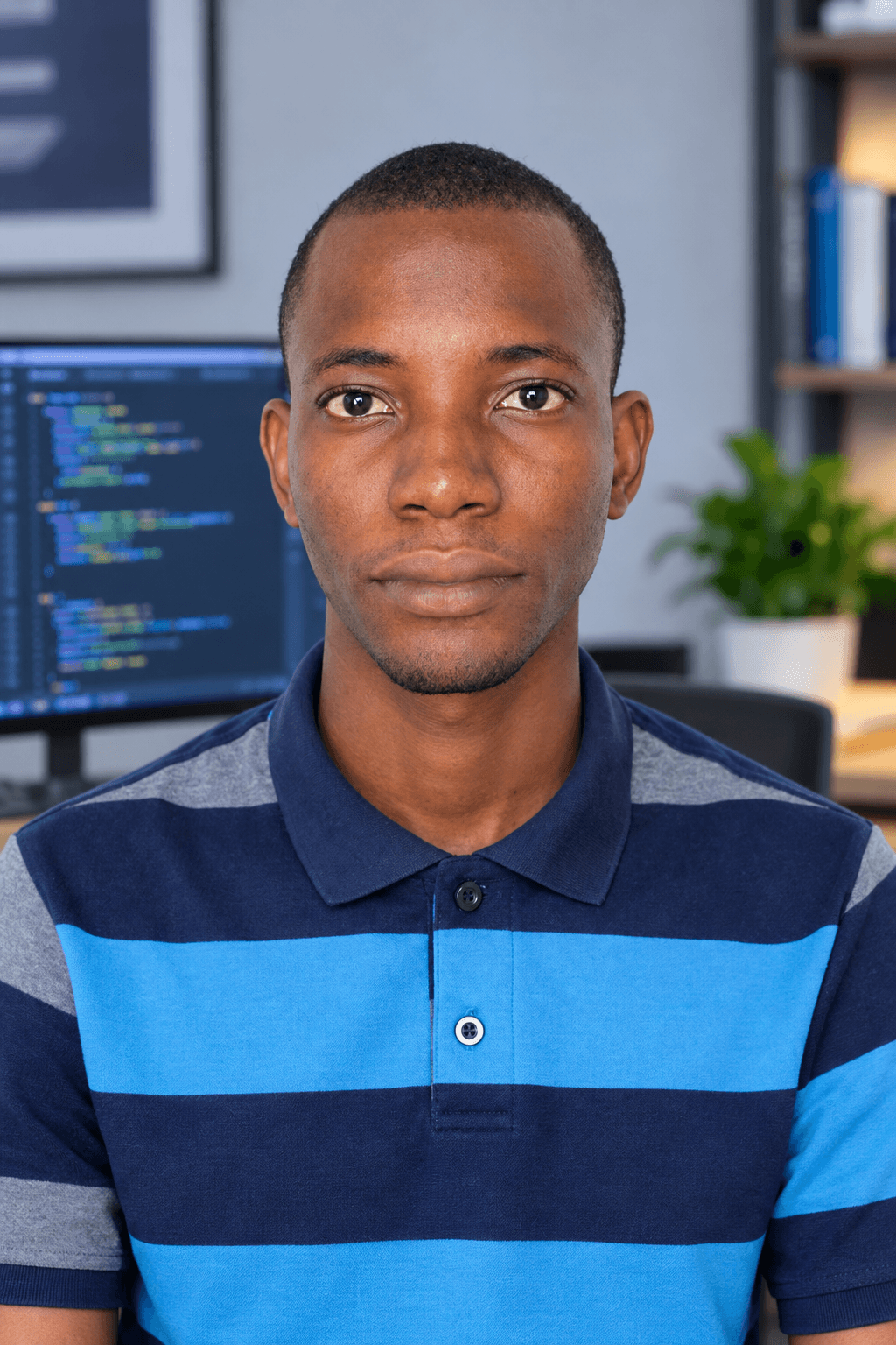 Portrait de KINHO Samuel dans son environnement de travail